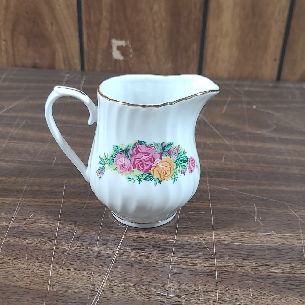 Regent China English Rose Milk Creamer With Gold Trim Rose Flower Design
